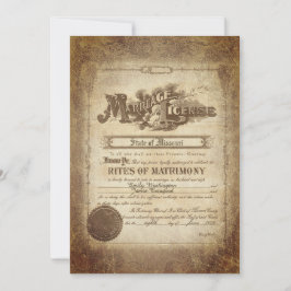 Inbjudan till Vintage bröllop-certifikat