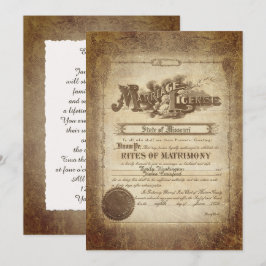 Inbjudan till Vintage bröllop-certifikat