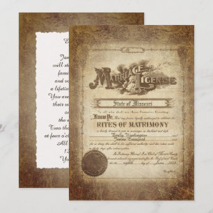 Inbjudan till Vintage bröllop-certifikat