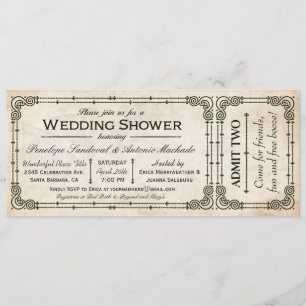 Inbjudan till Vintage bröllop Shower Biljett I