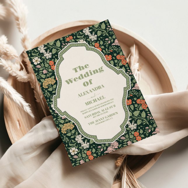 Inbjudan till vintage bröllop William Morris (Skapare uppladdad)