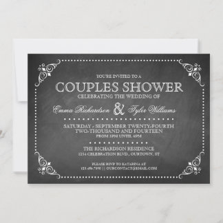 Inbjudan till vintage Chalkboard Par Shower