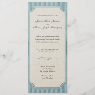 Inbjudan till vintage Charm Blue Monogram Wedding