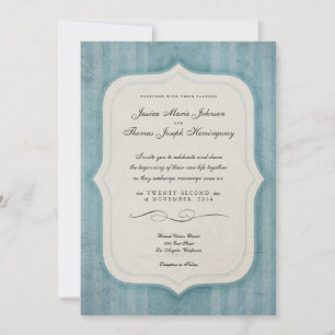 Inbjudan till vintage Charm Blue Monogram Wedding
