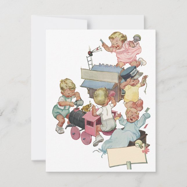 Inbjudan till vintage Child Födelsedagsfest Leksak (Framsida)