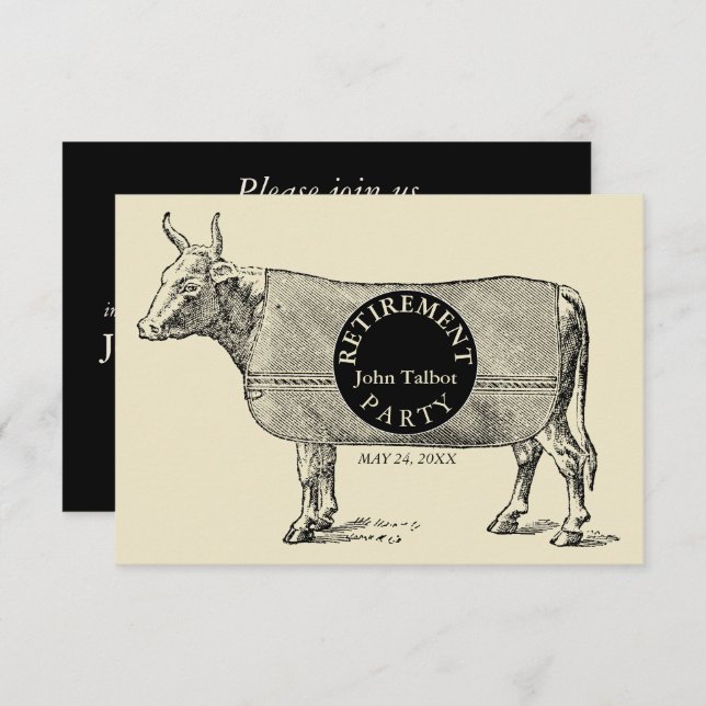 Inbjudan till VINTAGE Cow Blanket Pension Party 1 (Fram/baksida)