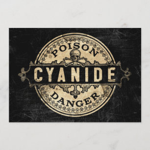 Inbjudan till vintage Cyanide Poison Label-etikett