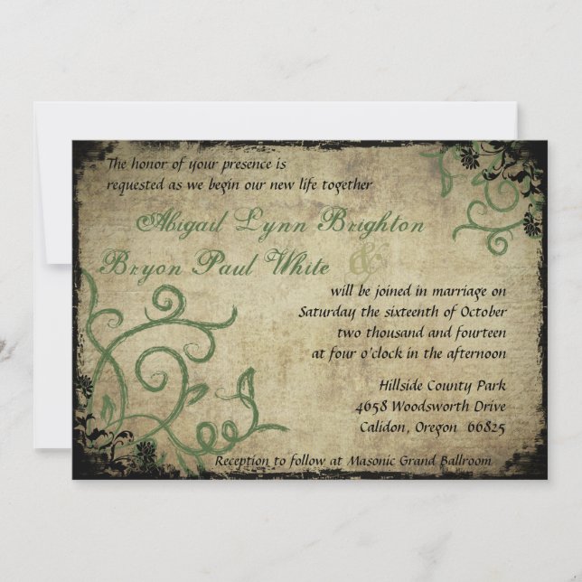 Inbjudan till vintage Doodle-bröllop (Framsida)