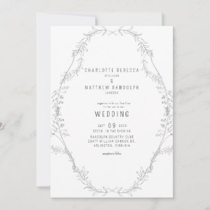 Inbjudan till vintage Elegant Hand Drawn Foliage B