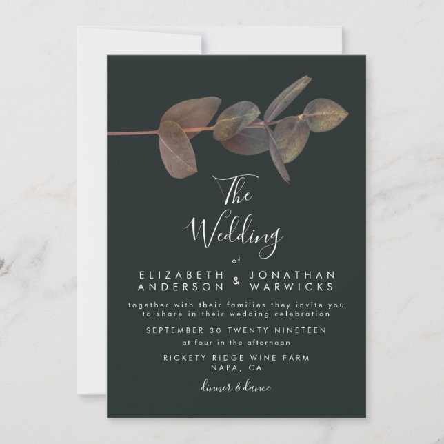 Inbjudan till Vintage Eucalyptus Wedding (Framsida)