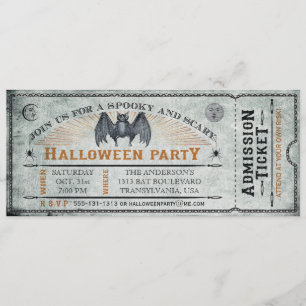 Inbjudan till Vintage Fladdermus Halloween Biljett