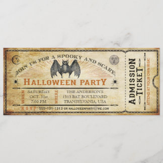 Inbjudan till vintage Fladdermus Halloween Biljett
