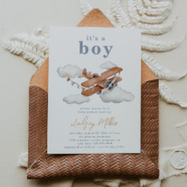 Inbjudan till vintage Flygplan Baby Shower | POJKE