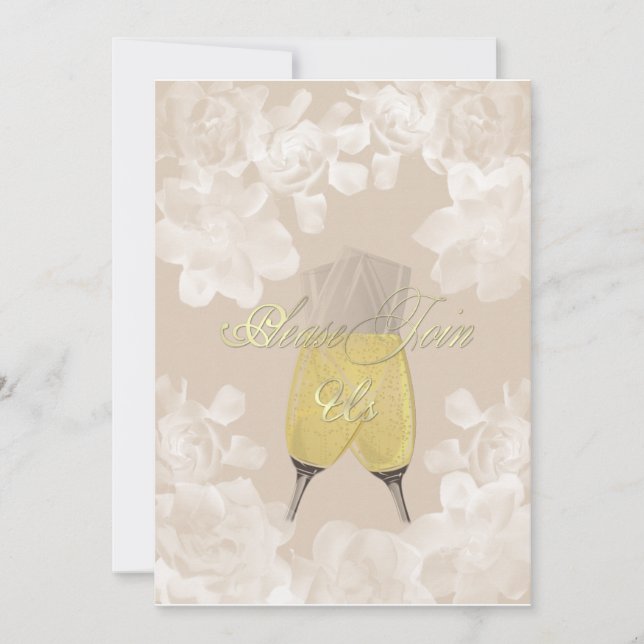 Inbjudan till Vintage Gardenia Sand Förlovning (Framsida)