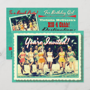 Inbjudan till vintage Girl's Helg Beach Party