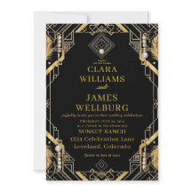 Inbjudan till vintage Glamor Art Deco-bröllop