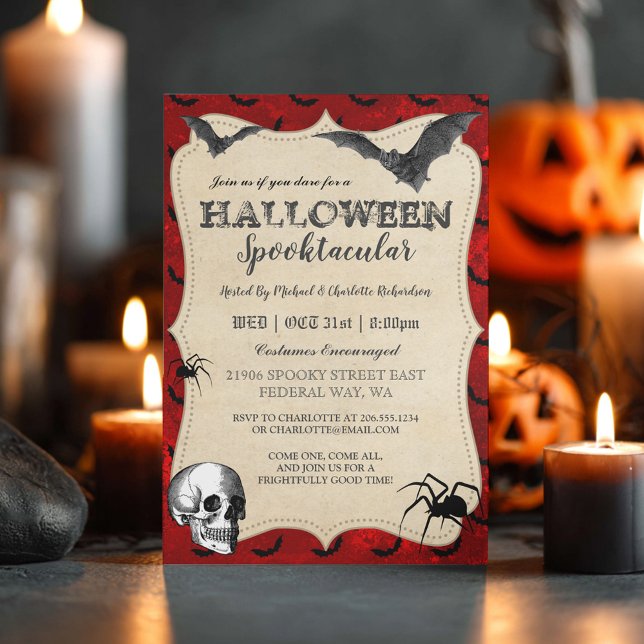 Inbjudan till vintage gotiic Halloween fest (Vintage Gothic Halloween Party Invitation)