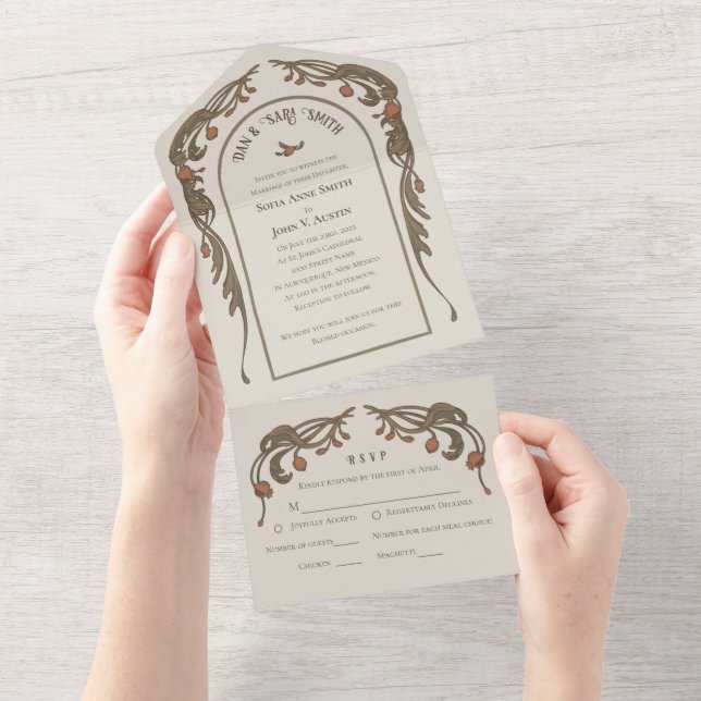 Inbjudan till vintage-granatäpple allt i ett (Tearaway)