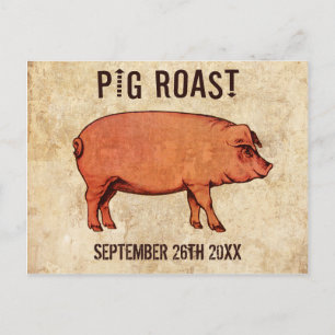 Inbjudan till vintage Gris Roast-vykort IV Vykort