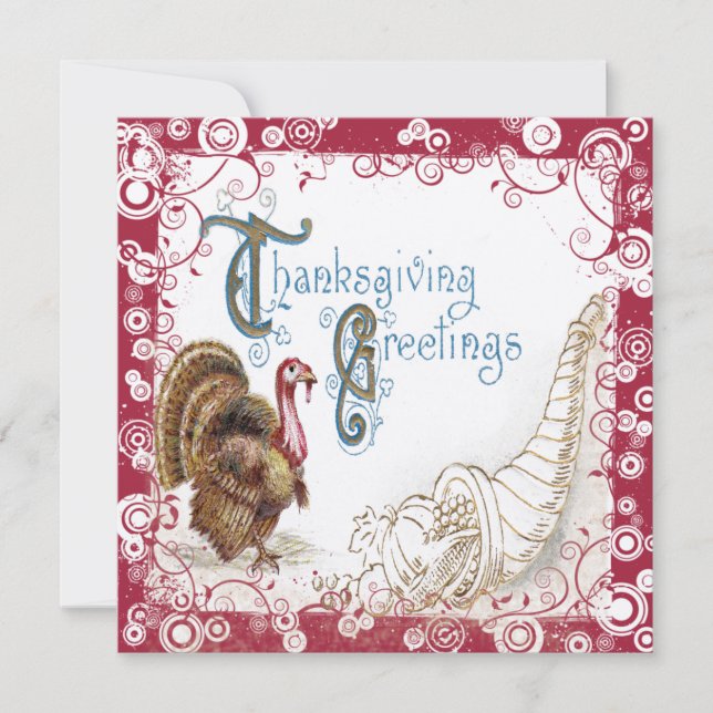 Inbjudan till vintage Harvest Thanksgiving Dinner (Framsida)