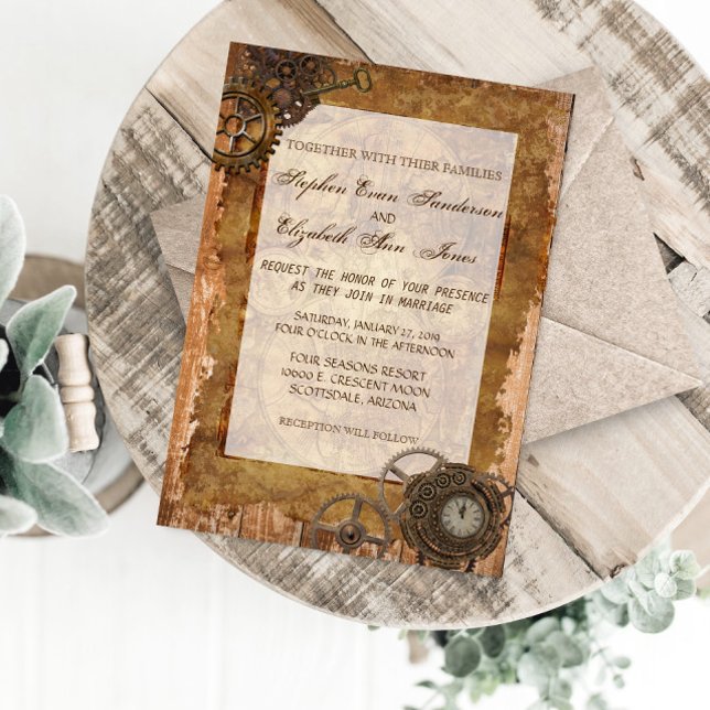 Inbjudan till vintage Industrial Steampunk Wedding (Skapare uppladdad)