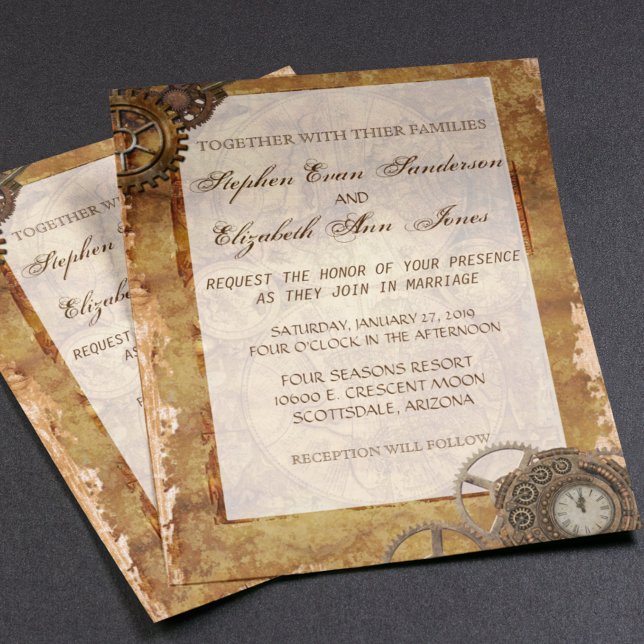 Inbjudan till vintage Industrial Steampunk Wedding Flygblad (Skapare uppladdad)