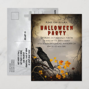 Inbjudan till vintage Kråka & Höst löv Halloween