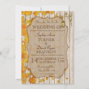 Inbjudan till vintage Lamp Gamla Wood Fall Wedding
