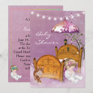 Inbjudan till vintage Lavender Baby Shower med hin