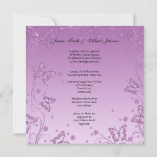 Inbjudan till vintage Lila Butterfly Wedding