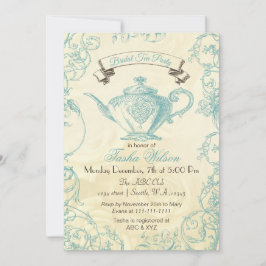 Inbjudan till vintage Möhippa Tea i Aqua Ivory Ro
