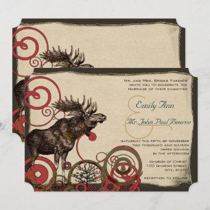 Inbjudan till vintage Moose Forest Wedding