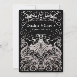 Inbjudan till vintage Nautical Silver Foil Wedding