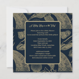 Inbjudan till vintage Nautical Whale Blue Baby Sho