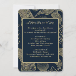 Inbjudan till vintage Nautical Whale Blue Baby Sho