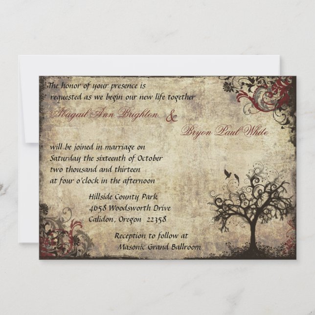 Inbjudan till vintage New Life Wedding i Vin (Framsida)