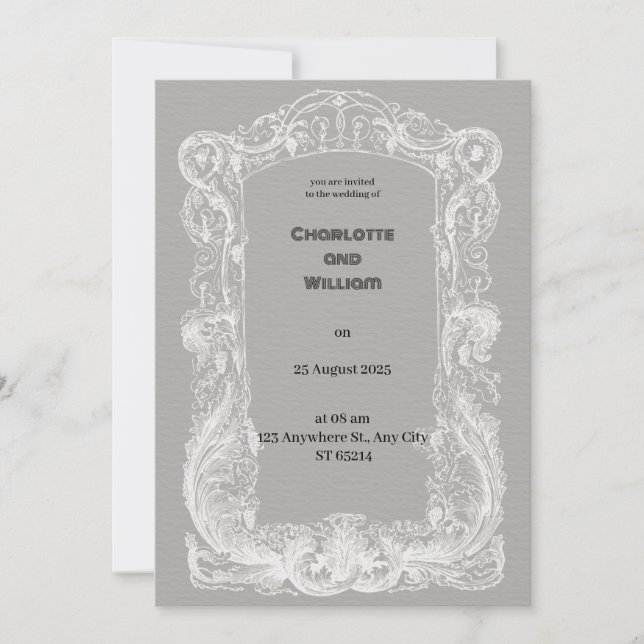 Inbjudan till vintage och Elegant bröllop (Framsida)