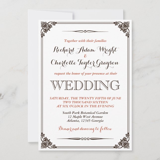 Inbjudan till vintage och Rustic Wedding (Framsida)