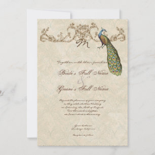 Inbjudan till vintage Peacock & Etchings bröllop