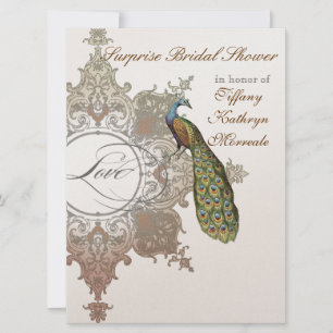 Inbjudan till vintage Peacock & Etchings bröllop