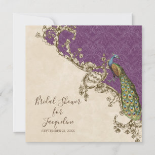 Inbjudan till vintage Peacock & Etchings bröllop