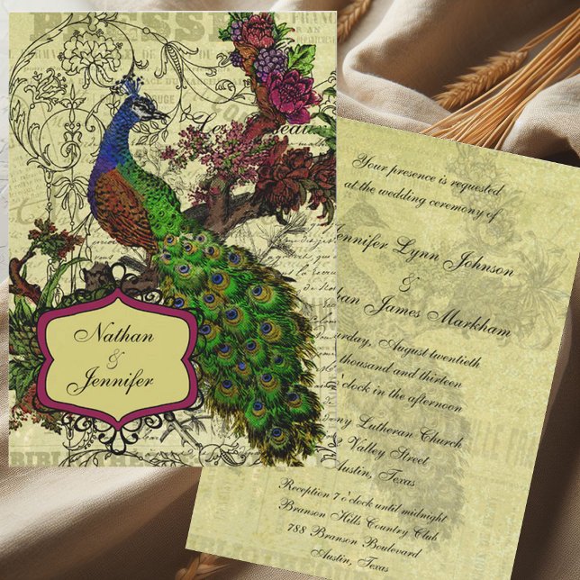 Inbjudan till vintage Peacock Wedding (Skapare uppladdad)