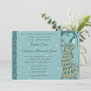 Inbjudan till vintage Peacock Wedding