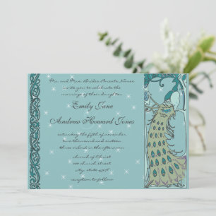 Inbjudan till vintage Peacock Wedding