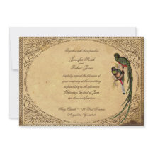 Inbjudan till vintage Quetzal Bird Elegant bröllop