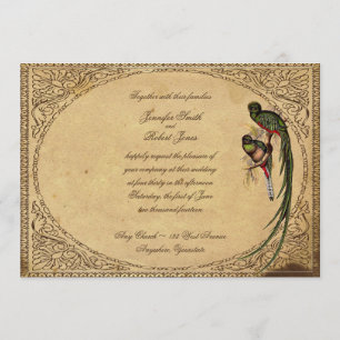 Inbjudan till vintage Quetzal Bird Elegant bröllop
