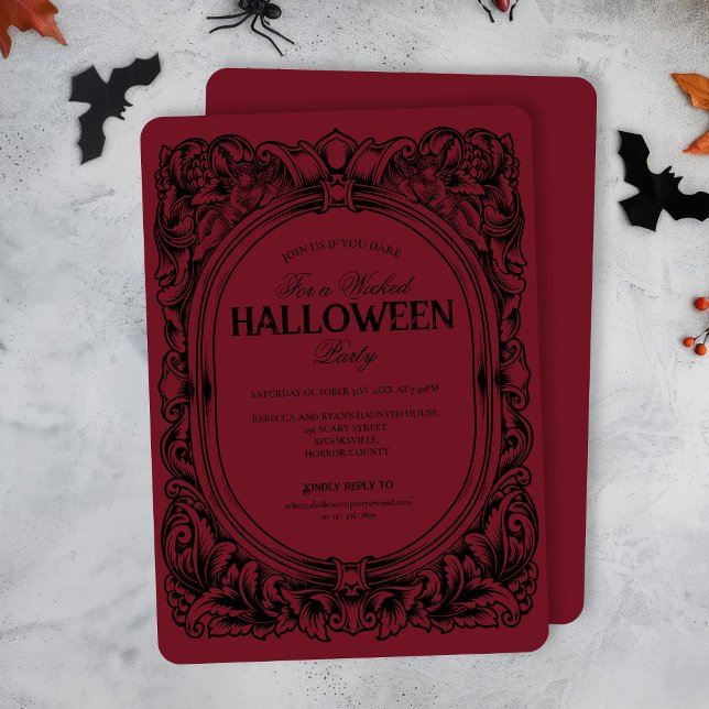 Inbjudan till vintage Red Black Halloween fest (Skapare uppladdad)