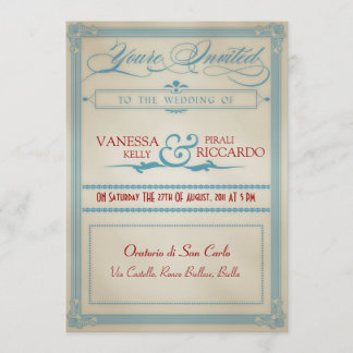 Inbjudan till vintage Red White & Blue Wedding