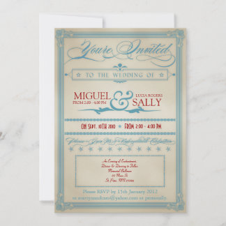 Inbjudan till vintage Red White & Blue Wedding