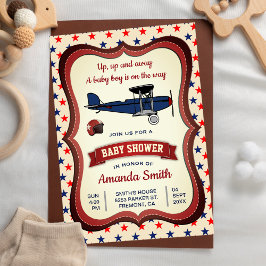Inbjudan till vintage Retro Airplan Baby Shower